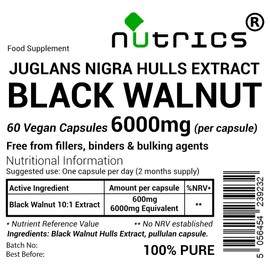 Nutrics® 50g Black Walnut Hulls Extract Powder - 100% Pure No fillers Binders or Bulking Agents - Juglans Nigra Persian Regia Jupiter's Royal Acorn Supplement (50g)