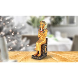 11"H Egyptian Pharaoh King Tut Black & Gold Tutankhamun Room Decor Figurine