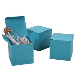 Quotidian 20ct Small Gift Boxes with Lids 2x2x2 inch - Vintage Pearlescent Paper Favor Boxes for Crafting Candy Cookie Treat Goodies Wedding Christmas Birthday Holiday Baby Shower (Turquoise)