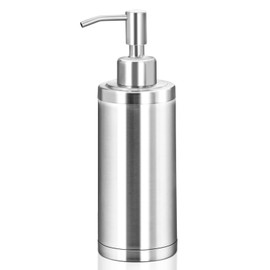 Tiilan Countertop Hand Soap Dispenser, Refillable Stainless Steel Soap Pump Bottle for Bathroom & Kitchen, Free Standing - 300ml, Brushed Nickel