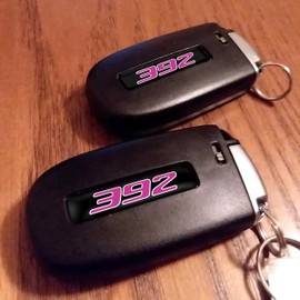 TOOLEPIC for Dodge Challenger Charger Durango and Jeep Grand Cherokee Key fob Badges 2015-2024-Set of 2 - Finest Stickers Inlays Emblems Accessories for 392 Hemi, Ideal for Decals - Furious Pink