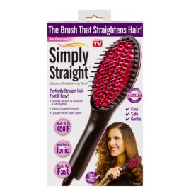 Simply Straight Ceramic Straightening Brush Heats Up to 450 F As Seen On TV