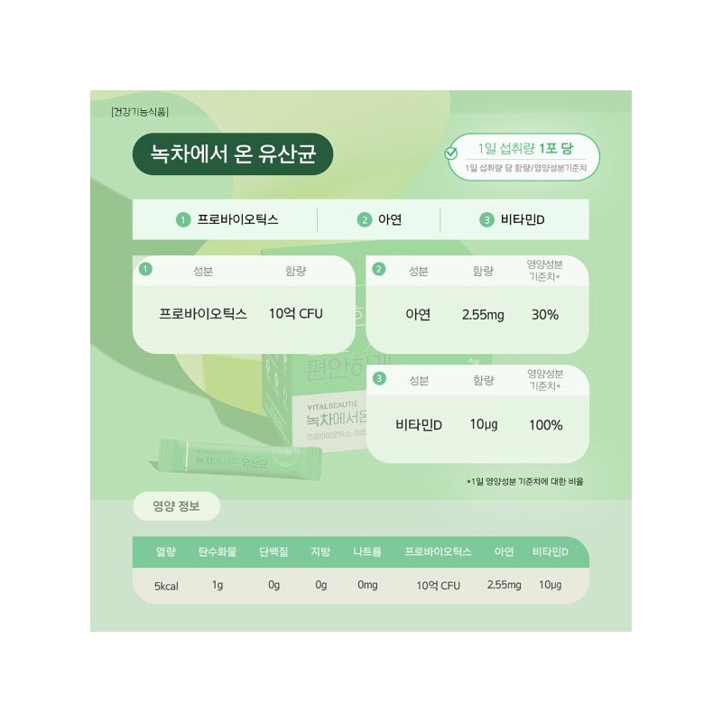 Vitalbeauty 녹차에서 온 유산균 60일분 Lactic Acid Bacteria from Green