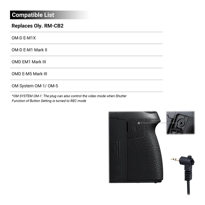 JJC Shutter Release Connecting Cable for OM System OM-1, OM-5,