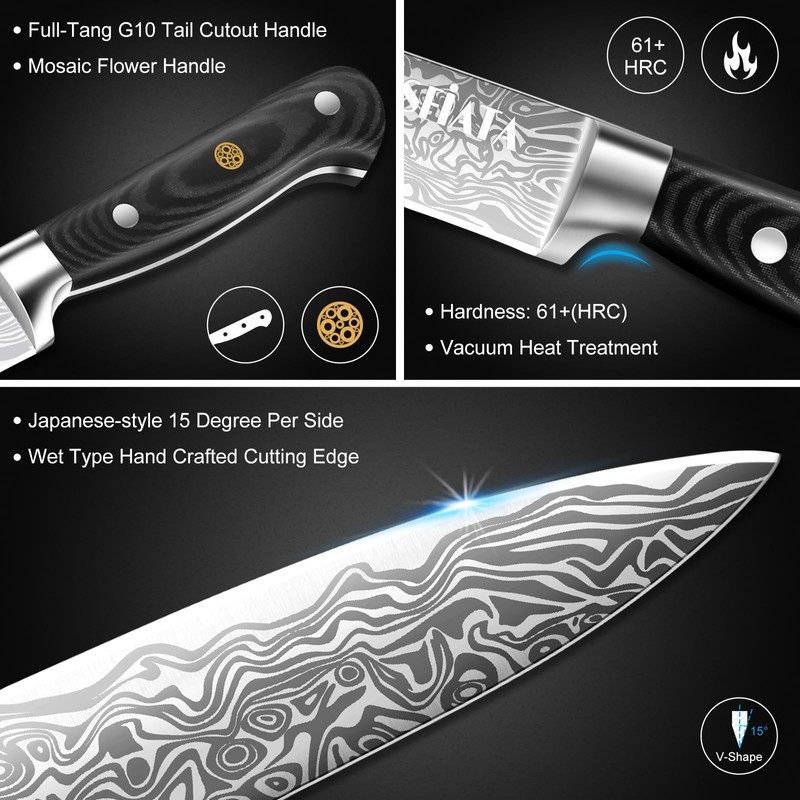 MOSFiATA 8 inch Carving Knife，Stainless Steel Brisket Slicing Knife for