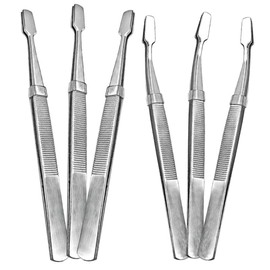 TEHAUX 6pcs Stainless Steel Tweezers Ergonomic Design for Crafting Stamp Collecting and Photo Handling Includes Straight and Curved Tips Metal Tools for Precision Use