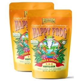 FoxFarm Happy Frog Citrus & Avocado Fertilizer – Formula for Lemons, Oranges, Avocados & More, NPK 7-3-3, 4 lb Bag (2 Pack)