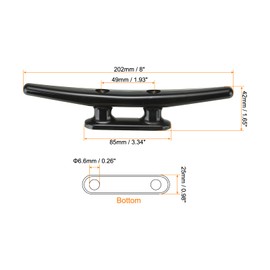 PATIKIL 202mm Nylon Boat Dock Cleat Kayak Small Rope Tie Cleat Dock Marine Deck Boat Canoe Kayak Decoration Black