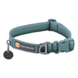 Ruffwear, Front Range Dog Collar, Adjustable Tubelok Webbing, Lightweight, Side Release Buckle, Aluminum V-Ring, Durable for Everyday Use, River Rock Green, 11"-14"