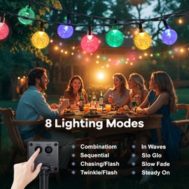 Solar Garden Lights Outdoor Waterproof, 60LED 11M/36ft Solar String Crystal Ball Lights, 8 Modes Fairy Light, Indoor/Outdoor Decorative for Garden, Patio, Festival, Wedding, Christmas(Multi-Coloured)