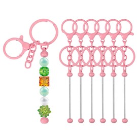 PATIKIL 6 Stück Perlen-Schlüsselanhänger-Stangen, Metallperlen-Schlüsselanhänger-Rohlinge, Großpackung mit Karabinerhaken für Anhänger, DIY, Kunst, Handwerk, Macaron, Rosa, 14.8x3cm