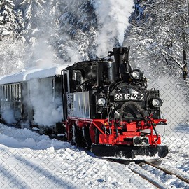 20 Napkins Railway in Winter Landscape | Locomotive | Train | Ore Mountains | Snow | Winter | Christmas | Table Decoration | Decoupage | Napkin Technology 33 x 33 cm