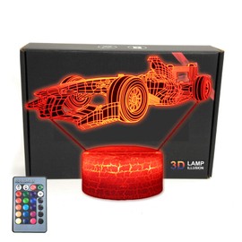 MARZIUS 3D Race Sports Car Illusion Night Light – Roadster-Shaped LED Table Lamp with 16 Colors & Remote Control – Gift for Kids, Teens, Men & Women