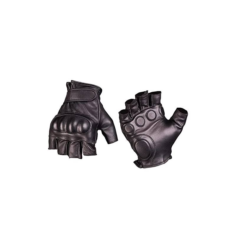 Mil-Tec Men's Fingerless Leather Gloves Black size XL