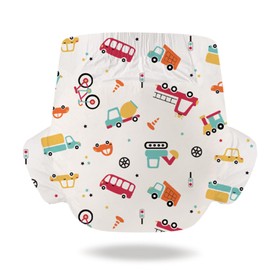 CutiePlusU Adult Nappies, Pack of 10, Disposable Incontinence Briefs with Tabs for Women and Men, Maximum Absorbency Overnight Busy Driver (Large 37 - 47 inches)