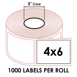 Caltric 8x Roll - Heavy Duty 4x6 (4"x6") Shipping Direct Thermal Labels - 3" Core Roll