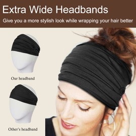 TERSE 2 Packs Headbands with Buttons for Mask Ear Savers 7’’ Extra Wide Non Slip Nurse Headband for Women Men Doctors Black Elastic Ears Protector Head Bands Sweatband Hair Accessories…