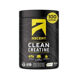 Ascent Clean Creatine Monohydrate Powder - 5G Per Serving, Creapure Creatine Supplement - Unflavored, 100 Servings