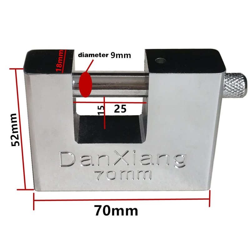 D-Shaped Heavy Duty Security Padlock with 3 Keys,Hardened Solid Steel