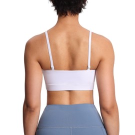 THE GYM PEOPLE - Sujetadores deportivos ajustables con tirantes delgados para mujer, sin varillas y acolchado extraíble, Blanco, M