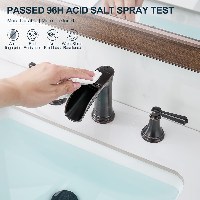HEYMYTAP Brass 8 Inch Oil Rubbed Bronze Bathroom Faucet Waterfall