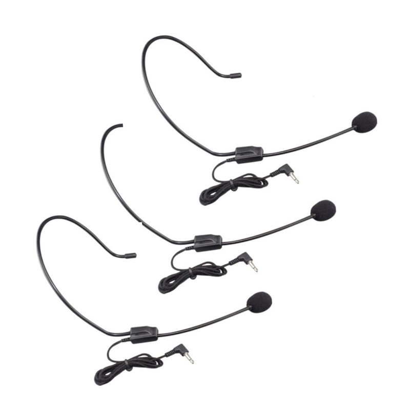 CORHAD 3pcs Head-Mounted Microphone for Voice Amplification Lightweight Wired Microphone