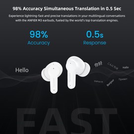 ANFIER M3 Translator Earbuds Language Translator Device Sliding Design Support 144 Languages & Accents Translation Wireless Translator Device with APP Fit iOS & Android