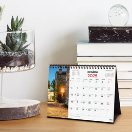 Finocam - Desk calendar for writing 2025 month to view January 2025 - December 2025 (12 months) Way of Saint James Spanish