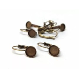 Unbranded 10 pcs. Antique Bronze Earring Clips Settings Lever Back Bezels Cabochons – 7mm