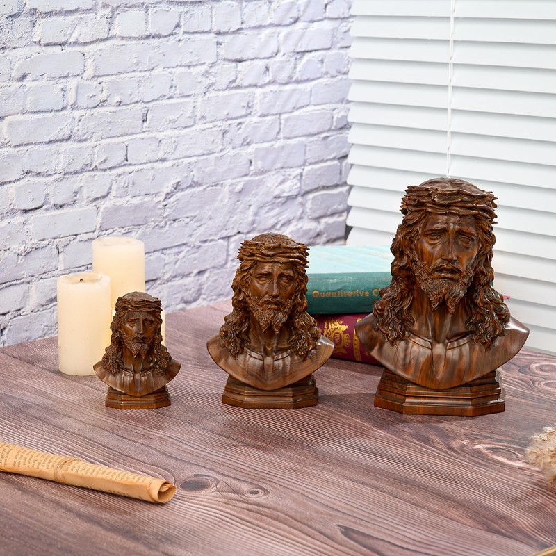 BGCarvedGrace Jesus Christ Bust Statue, Crown of Thorns