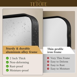 TETOTE Black Framed Mirrors for Bathroom, 2 Inch Thick Frame 22 x 30 Inch Brushed Metal Frame Wall Mounted Rectangle Mirror for Vanity(Horizontal/Vertical)