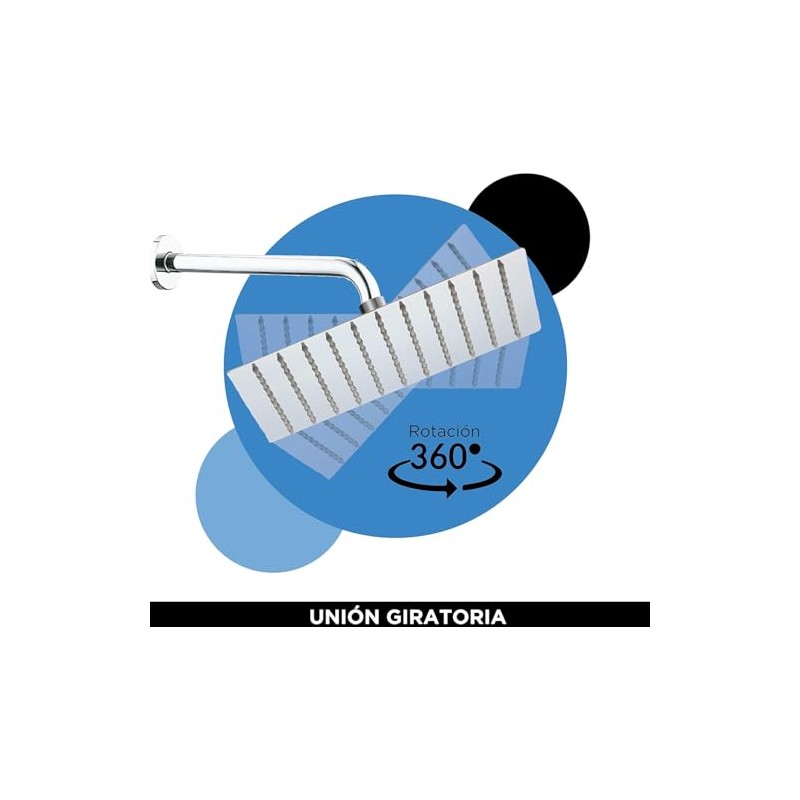 Kit de Regadera Cuadrada de 8" con Brazo de 40