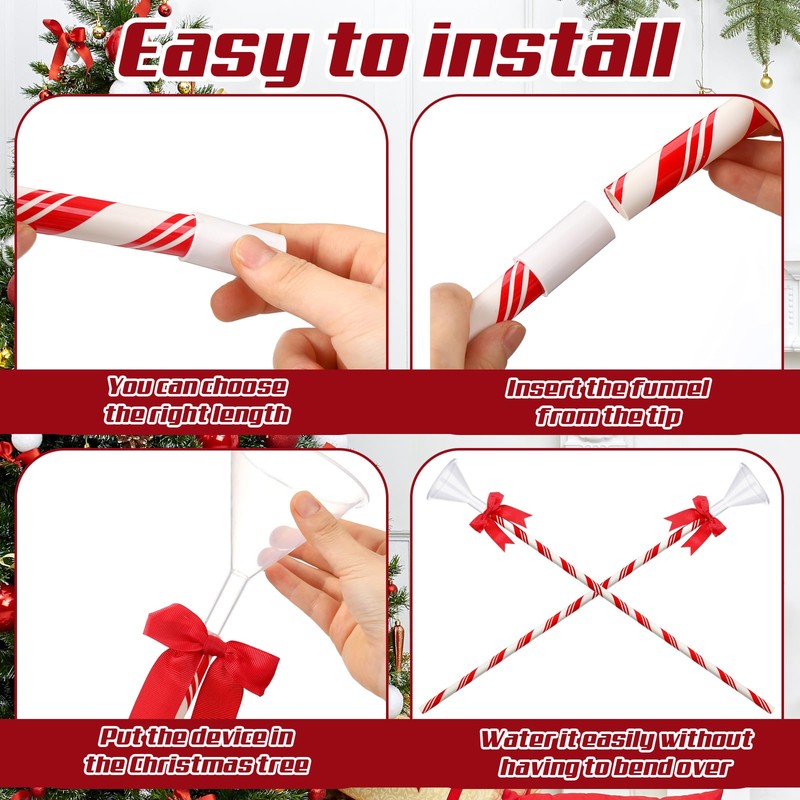 2 Pcs 40 inch Plastic Christmas Tree Watering Funnel Red