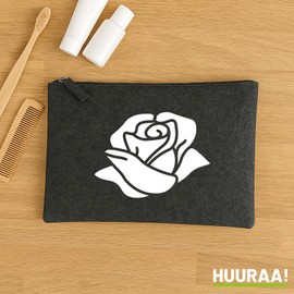 Huuraa Kulturbeutel Rose Blüte Geschenk 1 Liter Charcoal Filz Rose Geschenkidee