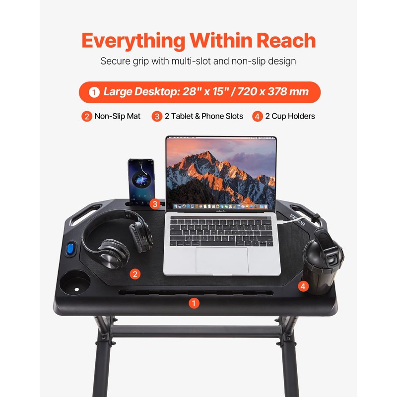 VEVOR Cycling Desk, Mobile Foldable Multi-Functional Bike Trainer & Treadmill