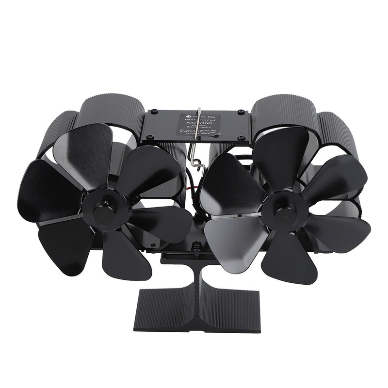6 Blades Heat Powered Stove Fan Dual Head Fireplace Fan
