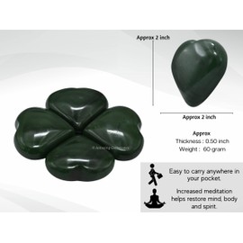 Green Aventurine Dark Crystal Heart Worry Stone - Pocket Massage Borgenstone for Natural Body Chakra Balancing, Reiki Healing and Crystal Lattice