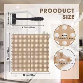 Drydiet 24 Pack Drainage Tiles Modular Interlocking Floor Tiles with 1 Pc Plastic Hammer 12" x 12" Cushion Mat Non Slip Rubber Floor mat with Holes for Pool Bathroom Deck Kitchen Patio (Beige)