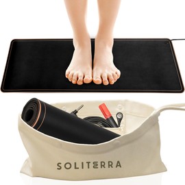 Soliterra Grounding Mat for Bed - 26.7 x 9.8 Inches | Foldable Earthing Mat with Tester Pen & Cord | Lightweight Grounding Pad for Sleep, Meditation, Yoga & Stress Relief - Canvas Bag,Desert Dusk