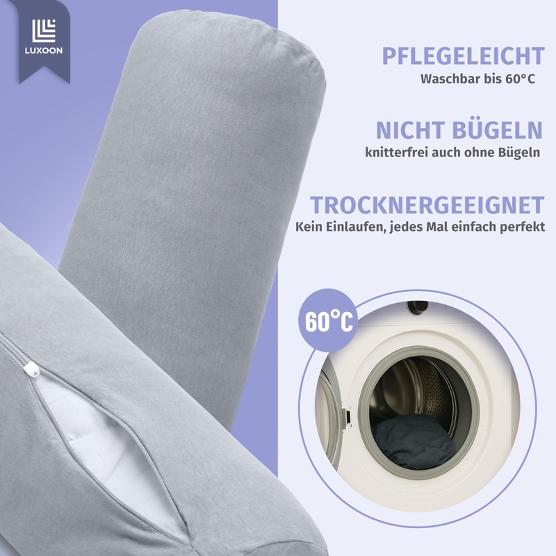Luxoon Bolster Cover with Zip - Cover for Neck Pillow,