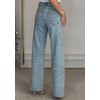 LETSVDO Women's Rhinestone Jeans Baggy High Waisted Y2k Straight Wide