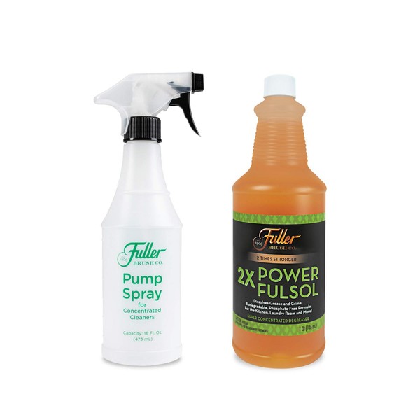 Fuller Brush 2X Power Fulsol Degreaser PLUS Easy-To-Use Spray Bottle - Powerful Multi-Surface Degreaser Concentrate - All Purpose Oil, Grease & Grime Cleaner For Kitchen, Laundry, Bathroom, Garage