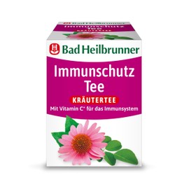 Bad Heilbrunner Immunschutz Tee - Arzneitee im Filterbeutel - Moringa, Sonnenhut, Vitamin C - mit Vitamin C für die Abwehrkräfte & das Immunsystem (12 x 8 Filterbeutel)