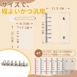 VVOKGO A7 Size Sticker Book for Girls 6 Holes Binder Planner with 10 Refills + 2 Stickers & Keychain, Cute Seal Organizer(Silver+DIY Stickers)