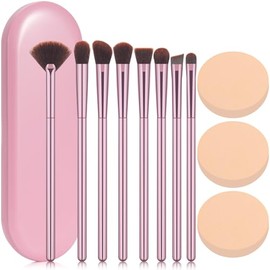 Juego de 8 brochas de maquillaje premium para sombra de ojos, brocha profesional angular para cejas, brocha para labios, juego de brochas para sombra 