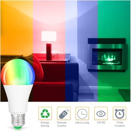 SUNNEST LED Light Bulbs, 2 Pack Dimmable E26 LED Light Bulb, 10W RGBW Color Changing Light Bulb with Remote Control, Decorative Lights, Mood Light Bulb, Great for Home Decor, Stage, Party and More