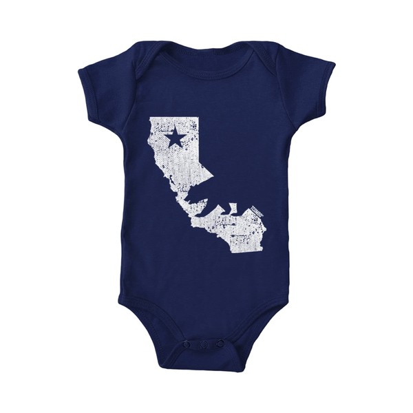 Tcombo Cali State Map - Body con bandera de oso de California, Azul marino, 6 meses