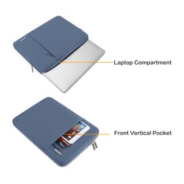 MOSISO Laptop Sleeve Bag Compatible with MacBook Air/Pro, 13-13.3 inch Notebook, Compatible with MacBook Pro 14 inch M3 M2 M1 Chip Pro Max 2024-2021, Polyester Vertical Case with Pocket, Steel Blue