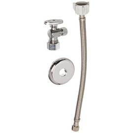 Kissler & Co. 88-1035 12" Stainless Steel Toilet Connector Kit with 3/8" Comp x 7/8" Ballcock with 3/8" x 5/8" Comp 1/4 Turn Stops