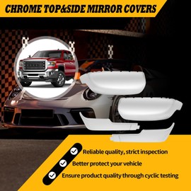 Jecoupoon Chrome Side Mirror Cover Cap Trims Compatible with Silverado Sierra 2500 3500 HD 2020-2023 Top&Side Door Exterior Rearview Mirror Cap Rearview Mirror Housing